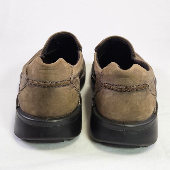ECCO Fusion Loafer Mens 47 US13 Apron Toe Slip On Nubuck Leather Shoe Mocs Brown main image 4